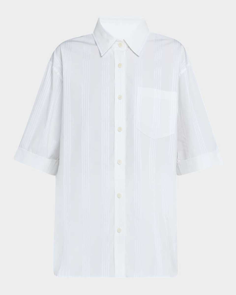 Striped Short-Sleeve Oversized Shirt